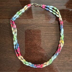 Colorful Three-Strand Beaded Necklace